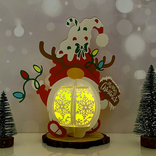 Gnome Xmas - 3D Christmas Paper Cut Lantern File - Cricut File  - VEKTOR KRAFT