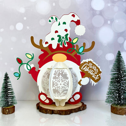 Gnome Xmas - 3D Christmas Paper Cut Lantern File - Cricut File  - VEKTOR KRAFT