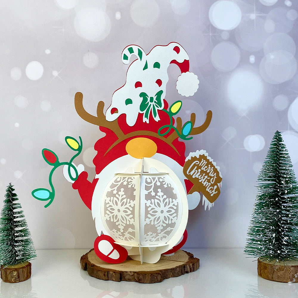 Gnome Xmas - 3D Christmas Paper Cut Lantern File - Cricut File  - VEKTOR KRAFT