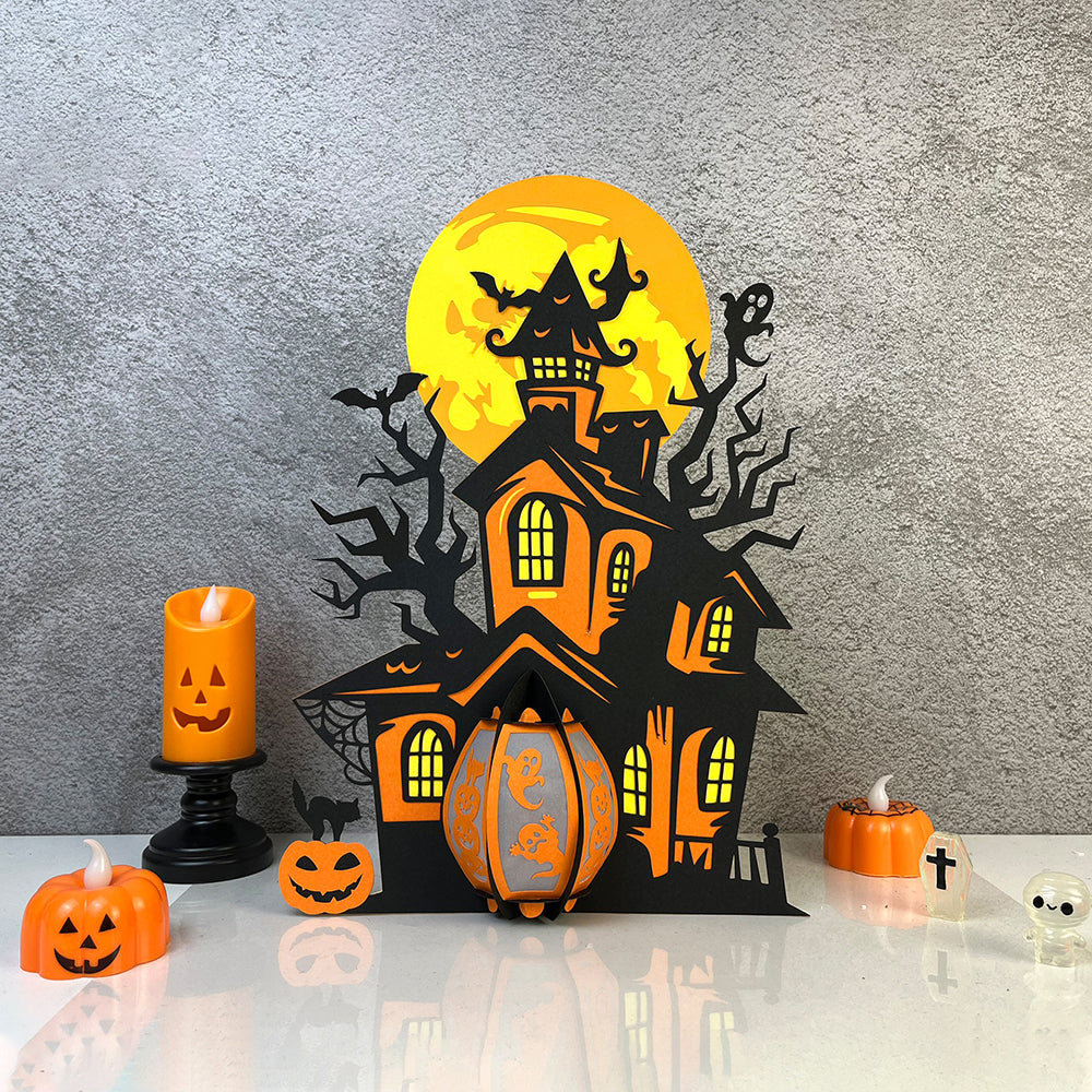 Haunted House - 3D Halloween Paper Lantern File - Cricut File  - VEKTOR KRAFT