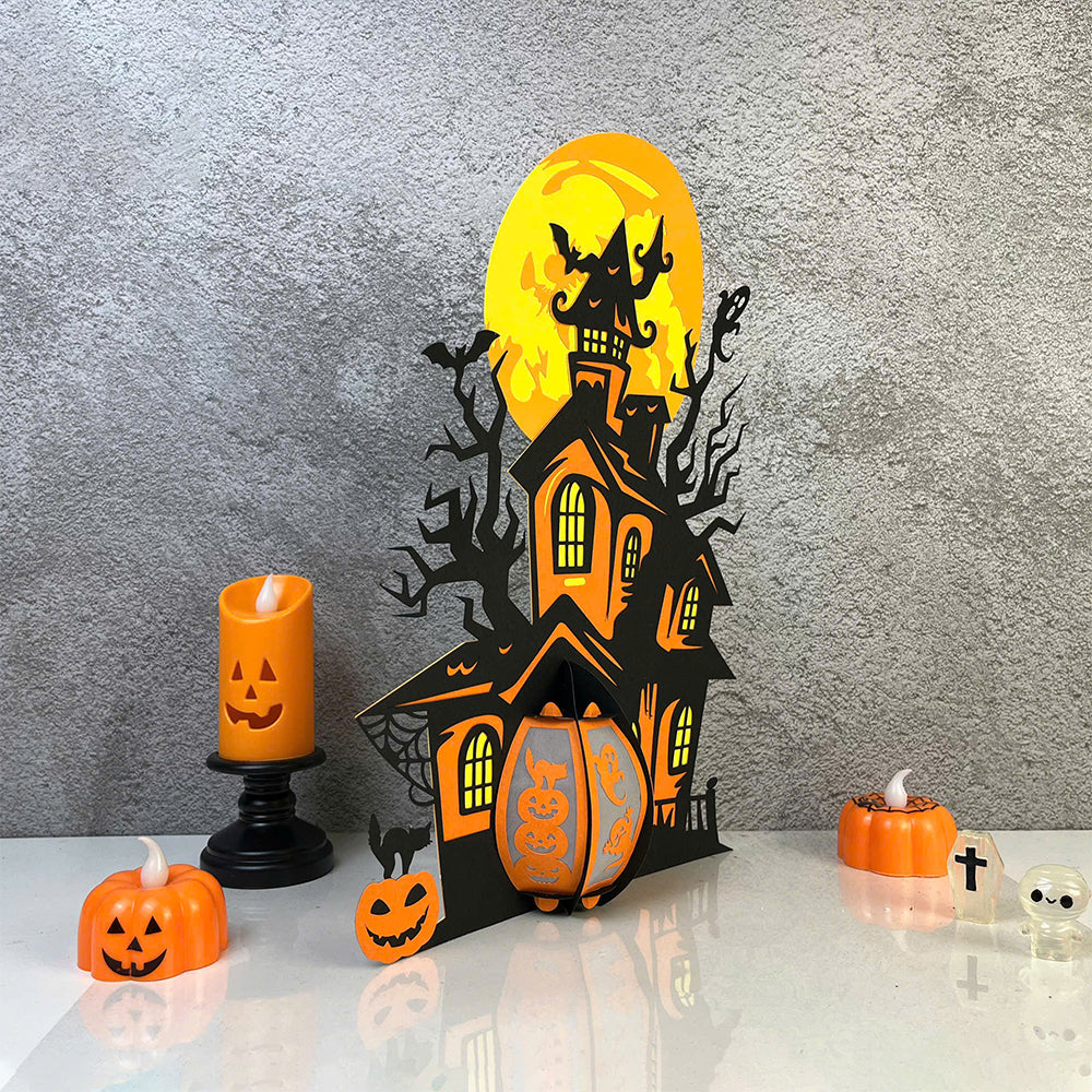 Haunted House - 3D Halloween Paper Lantern File - Cricut File  - VEKTOR KRAFT
