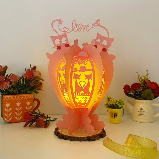 Cat Love - 3D Heart 2 Valentine Paper Lantern File  - Cricut File  - VEKTOR KRAFT