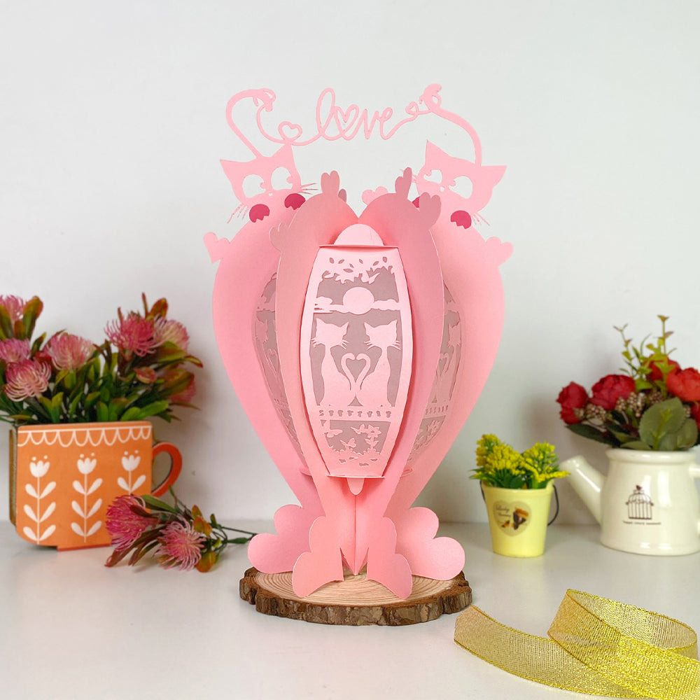 Cat Love - 3D Heart 2 Valentine Paper Lantern File  - Cricut File  - VEKTOR KRAFT