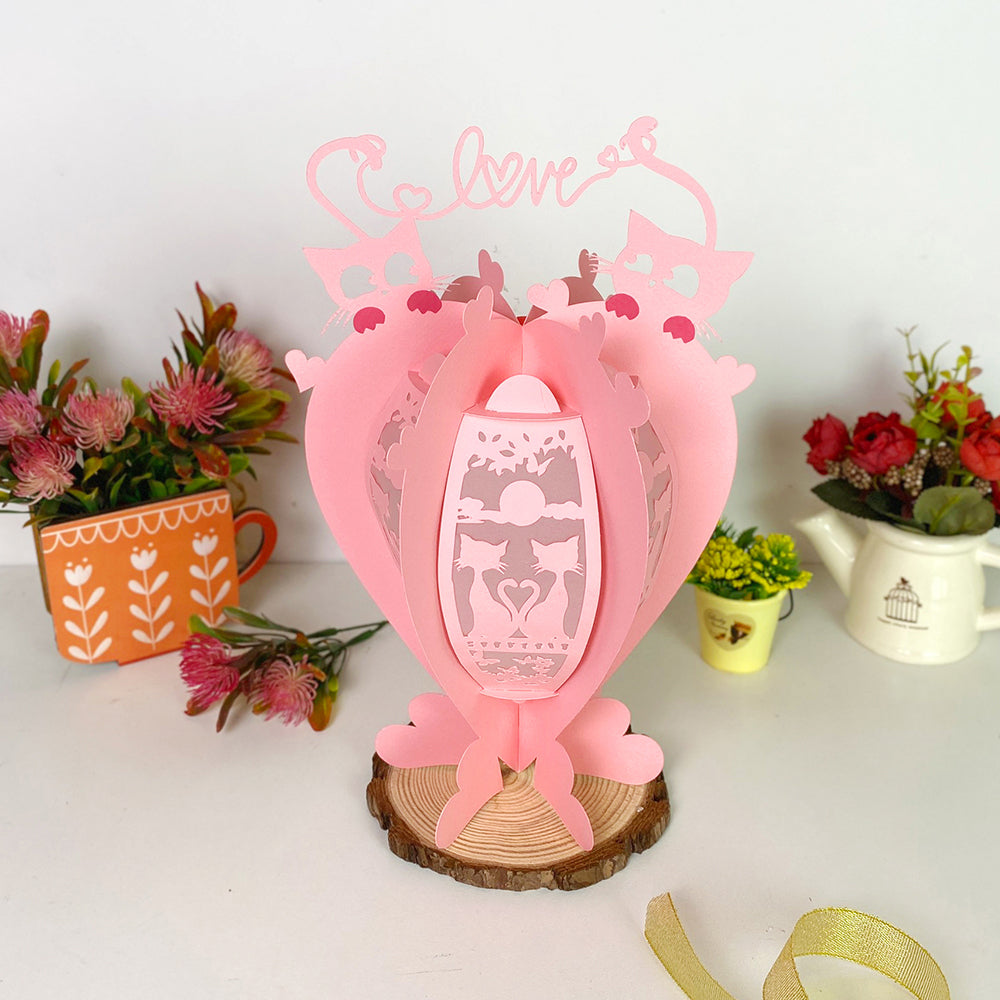 Cat Love - 3D Heart 2 Valentine Paper Lantern File  - Cricut File  - VEKTOR KRAFT