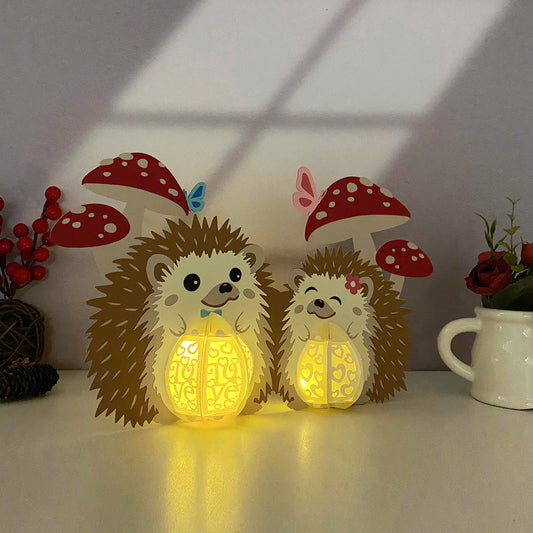 Hedgehog Couple - 3D Valentine Paper Lantern File  - Cricut File  - VEKTOR KRAFT