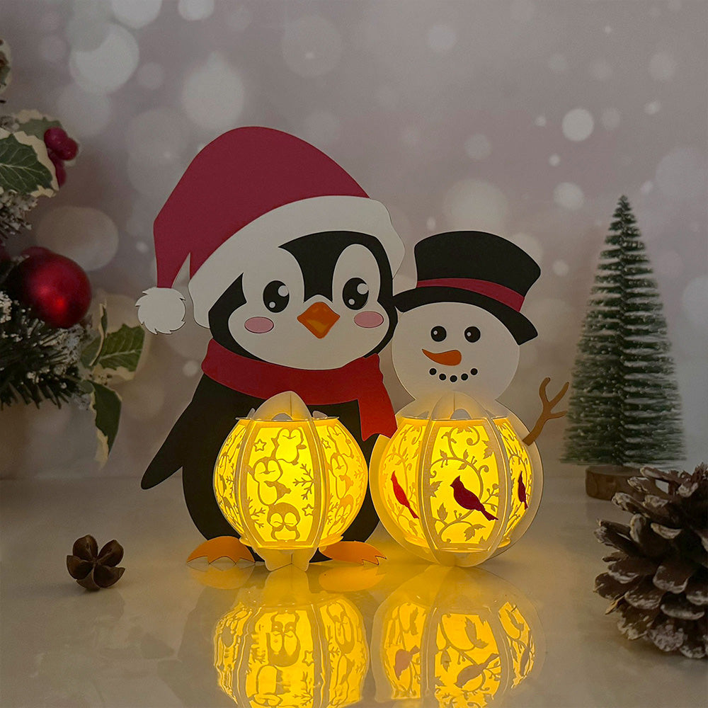 Penguin 3- 3D Christmas Lantern File - Cricut File  - VEKTOR KRAFT