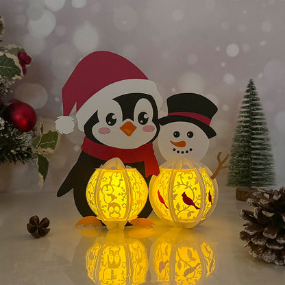 Penguin 3- 3D Christmas Lantern File - Cricut File  - VEKTOR KRAFT