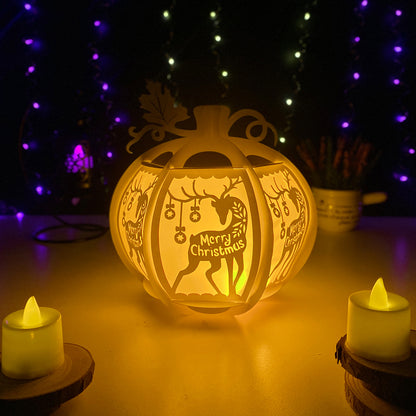 Pumpkin Christmas Deer - 3D Pumpkin Lantern File  - Cricut File  - VEKTOR KRAFT