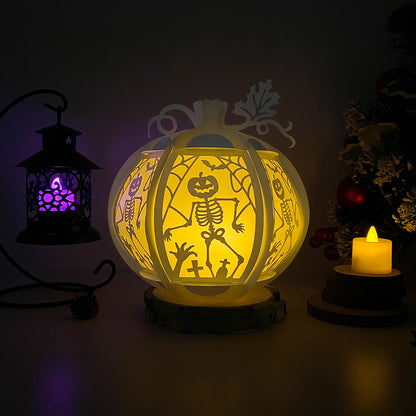 Pumpkin Dancing Skeletons - 3D Pumpkin Lantern File  - Cricut File  - VEKTOR KRAFT
