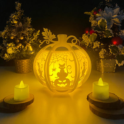 Pumpkin Halloween Cat - 3D Pumpkin Lantern File  - Cricut File  - VEKTOR KRAFT