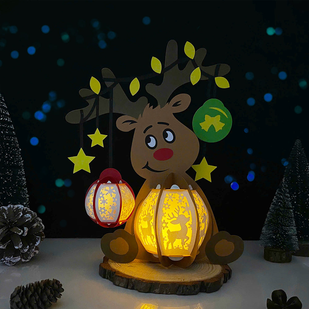Reindeer 2 – 3D Lantern SVG File for Cricut & Silhouette