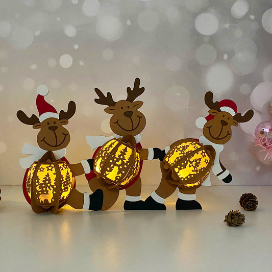 Reindeer 4 - 3D Christmas Lantern File - Cricut File  - VEKTOR KRAFT