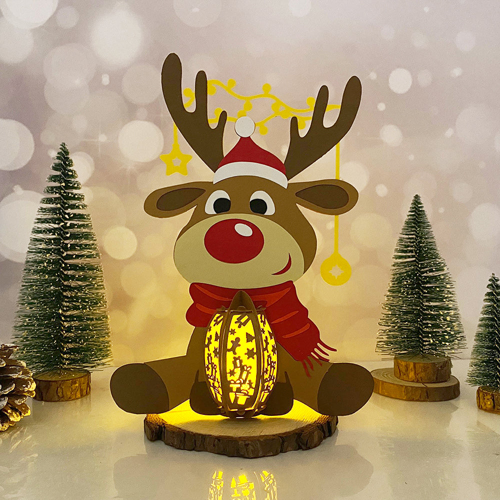 Reindeer Reindeer – 3D Lantern SVG File for Cricut & Silhouette