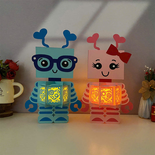 Robot Couple - 3D Valentine Lantern File  - Cricut File  - VEKTOR KRAFT