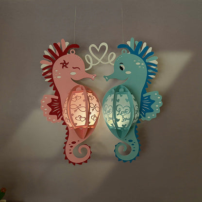 Seahorse Couple – 3D Lantern SVG File for Cricut & Silhouette
