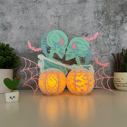 Skeletons Couple – 3D Lantern SVG File for Cricut & Silhouette