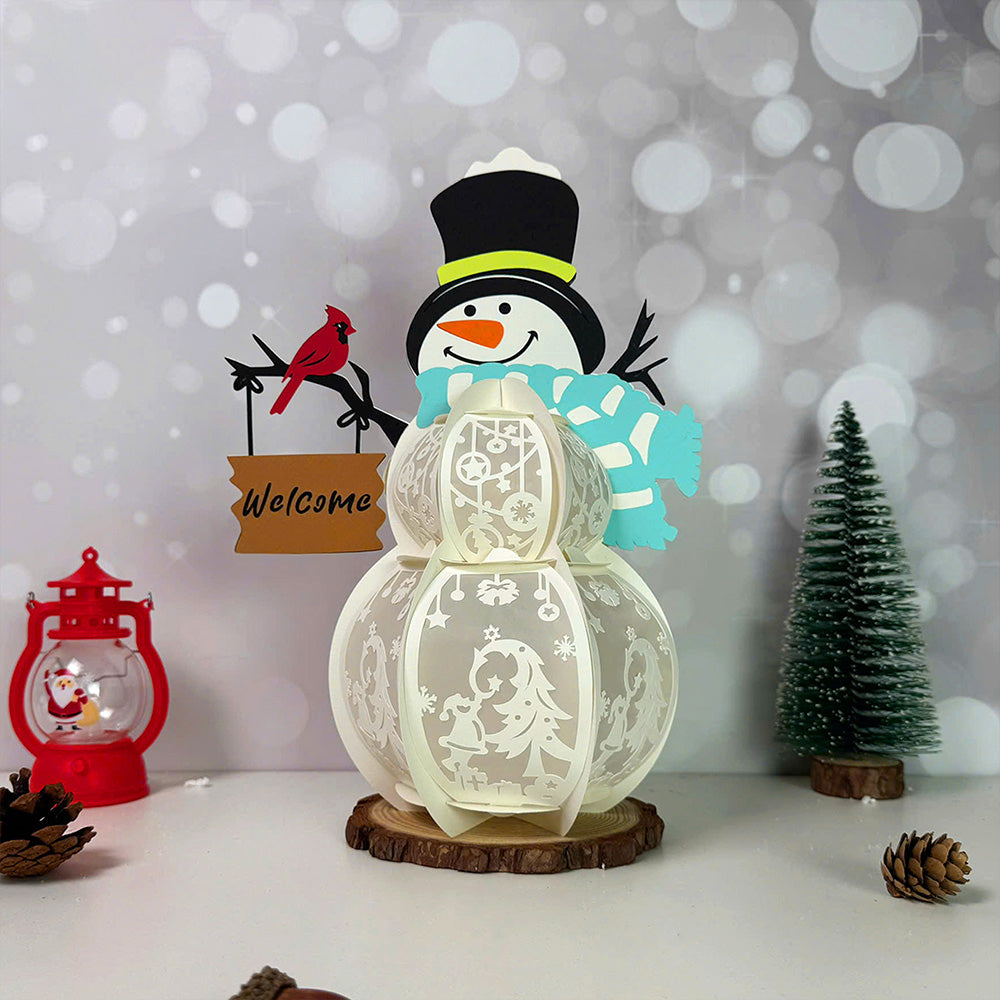 Snowman 2 Xmas 2 - 3D Christmas Lantern File - Cricut File  - VEKTOR KRAFT