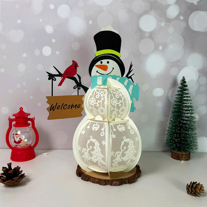 Snowman 2 Xmas 2 - 3D Christmas Lantern File - Cricut File  - VEKTOR KRAFT