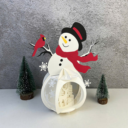 Snowman 5 - 3D Christmas Lantern File - Cricut File  - VEKTOR KRAFT
