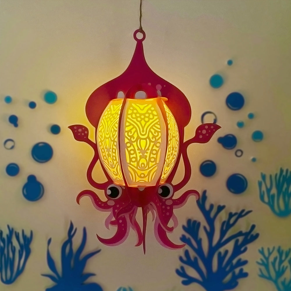Squid - 3D Animal Paper Cut Lantern File  - Cricut File  - VEKTOR KRAFT