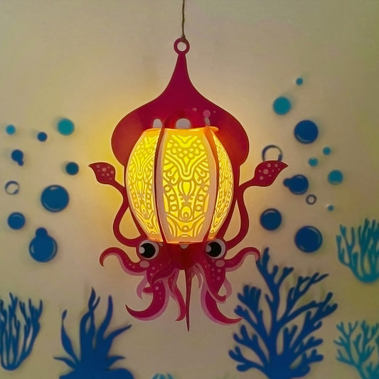 Squid - 3D Animal Paper Cut Lantern File  - Cricut File  - VEKTOR KRAFT