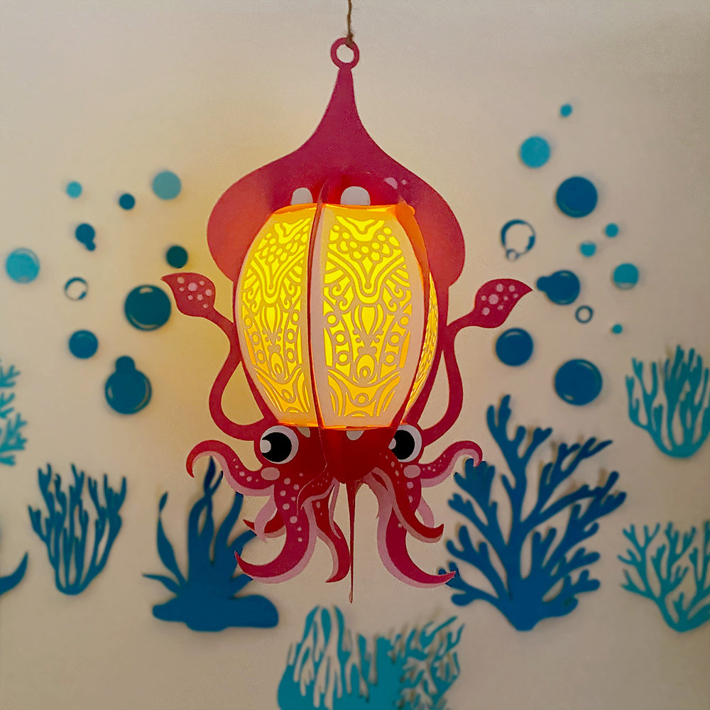 Squid - 3D Animal Paper Cut Lantern File  - Cricut File  - VEKTOR KRAFT