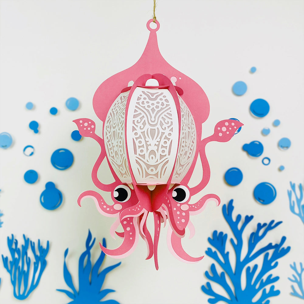 Squid - 3D Animal Paper Cut Lantern File  - Cricut File  - VEKTOR KRAFT