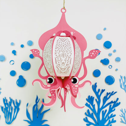 Squid - 3D Animal Paper Cut Lantern File  - Cricut File  - VEKTOR KRAFT
