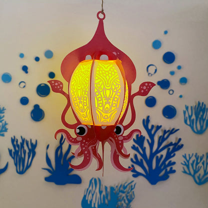Squid - 3D Animal Paper Cut Lantern File  - Cricut File  - VEKTOR KRAFT