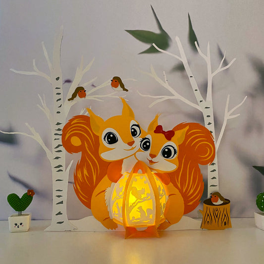 Squirrel Couple - 3D Animal Paper Cut Lantern File  - Cricut File  - VEKTOR KRAFT