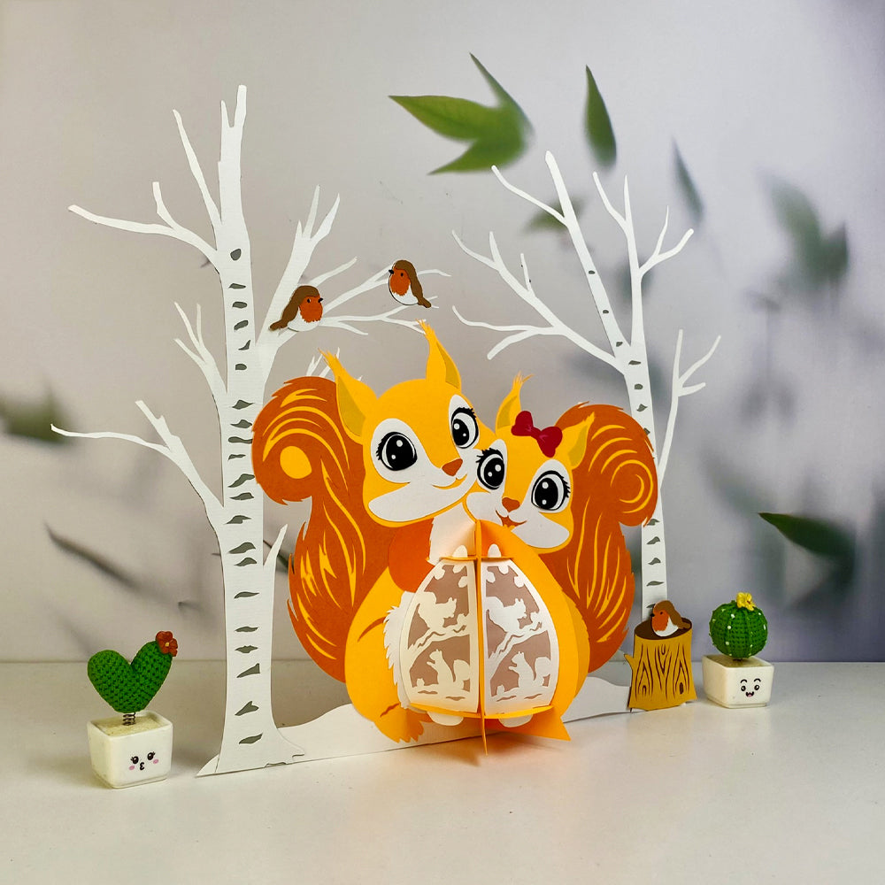 Squirrel Couple - 3D Animal Paper Cut Lantern File  - Cricut File  - VEKTOR KRAFT