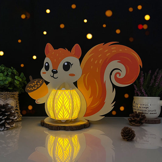 Squirrel - 3D Animal Paper Cut Lantern File  - Cricut File  - VEKTOR KRAFT
