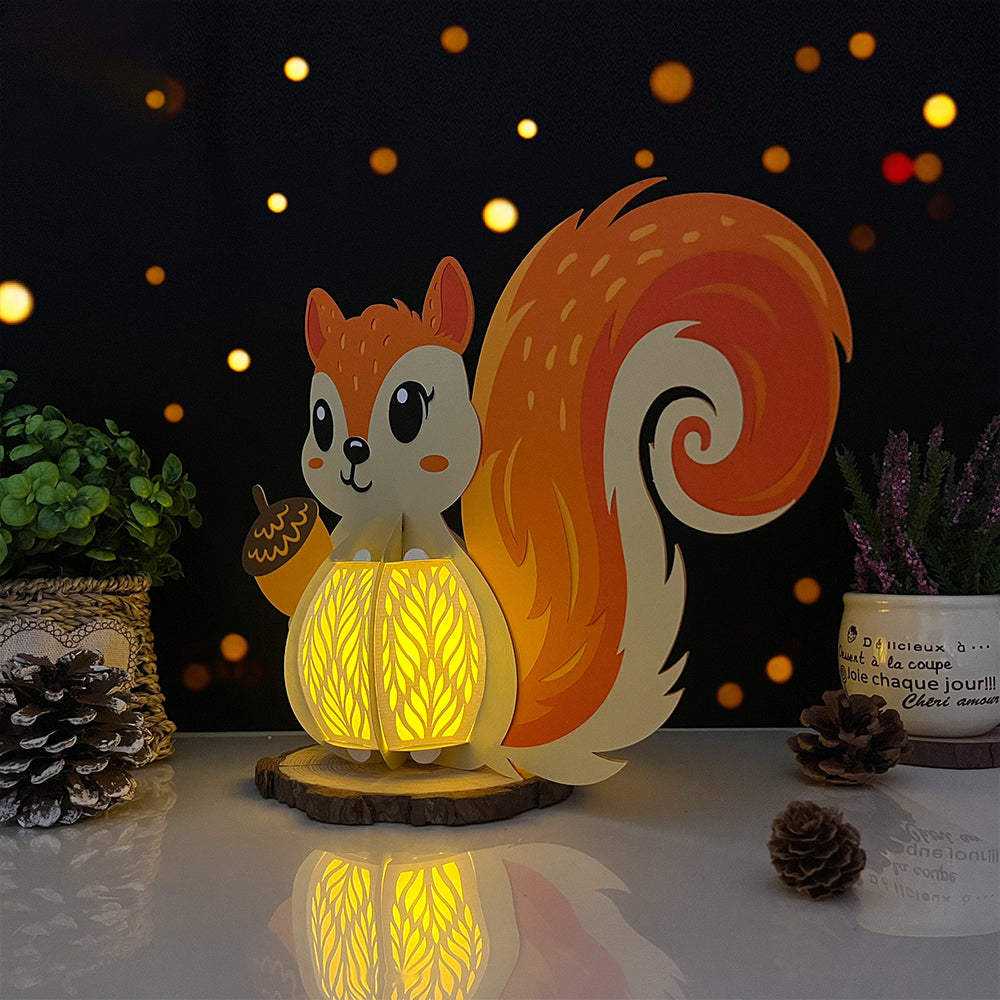 Squirrel - 3D Animal Paper Cut Lantern File  - Cricut File  - VEKTOR KRAFT
