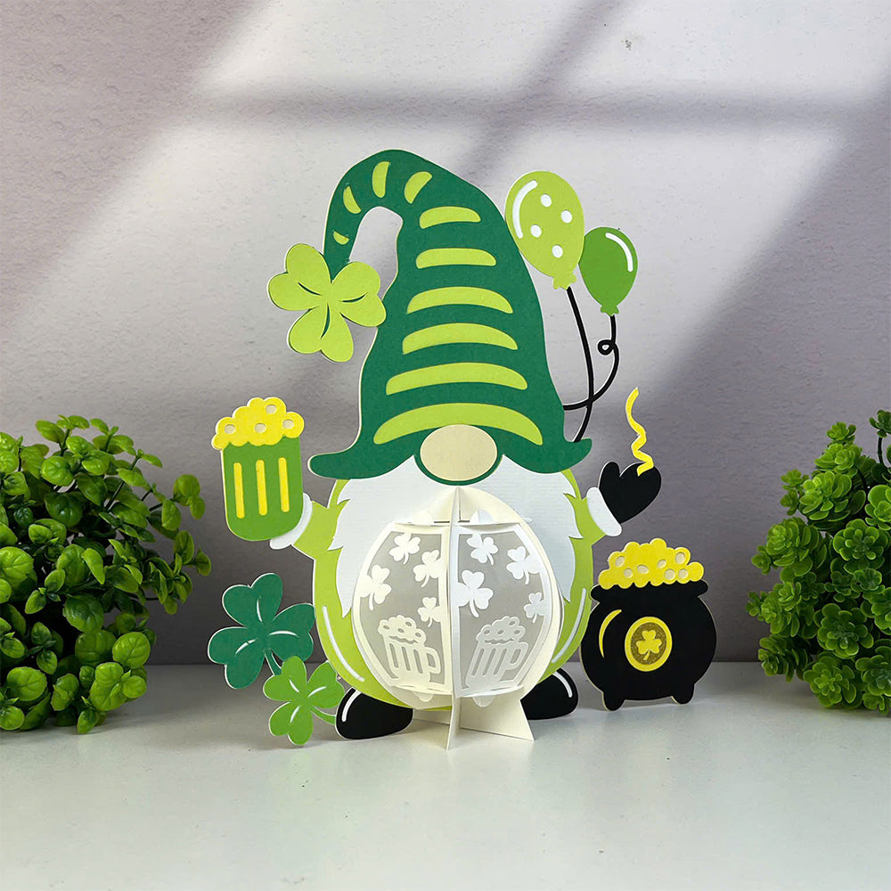St. Patrick's Day Gnome - 3D Paper Lantern File  - Cricut File  - VEKTOR KRAFT