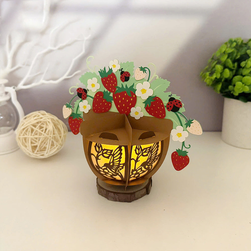 Strawberry Pot - 3D Paper Cut Lantern File  - Cricut File  - VEKTOR KRAFT