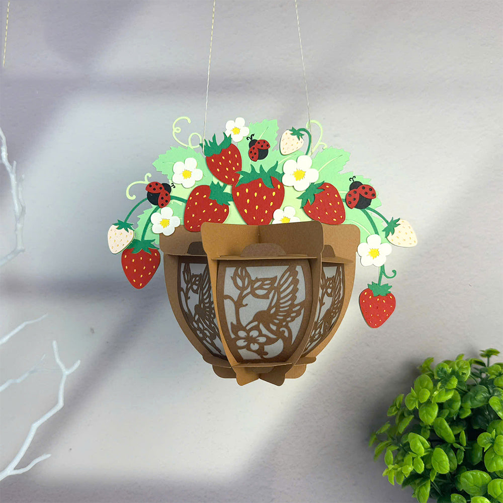 Strawberry Pot - 3D Paper Cut Lantern File  - Cricut File  - VEKTOR KRAFT