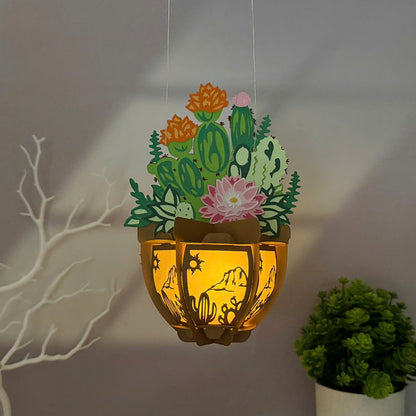Succulent Plant Pot - 3D Paper Cut Lantern File  - Cricut File  - VEKTOR KRAFT