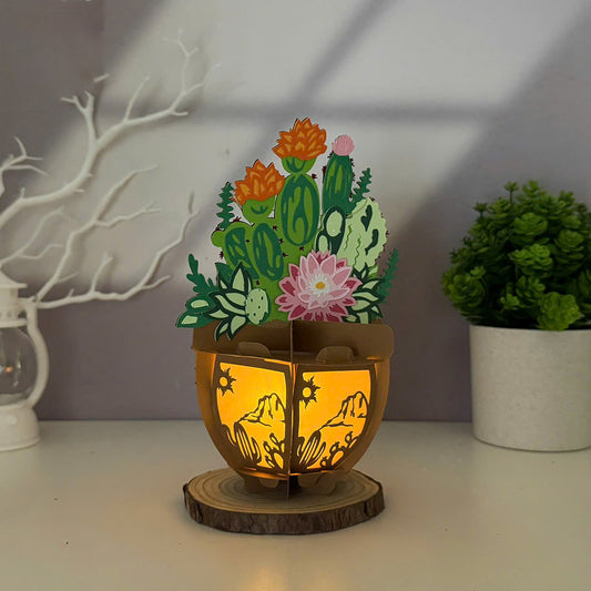 Succulent Plant Pot - 3D Paper Cut Lantern File  - Cricut File  - VEKTOR KRAFT