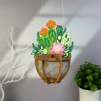 Succulent Plant Pot - 3D Paper Cut Lantern File  - Cricut File  - VEKTOR KRAFT