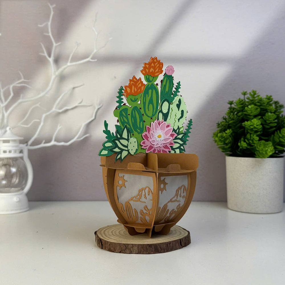 Succulent Plant Pot - 3D Paper Cut Lantern File  - Cricut File  - VEKTOR KRAFT