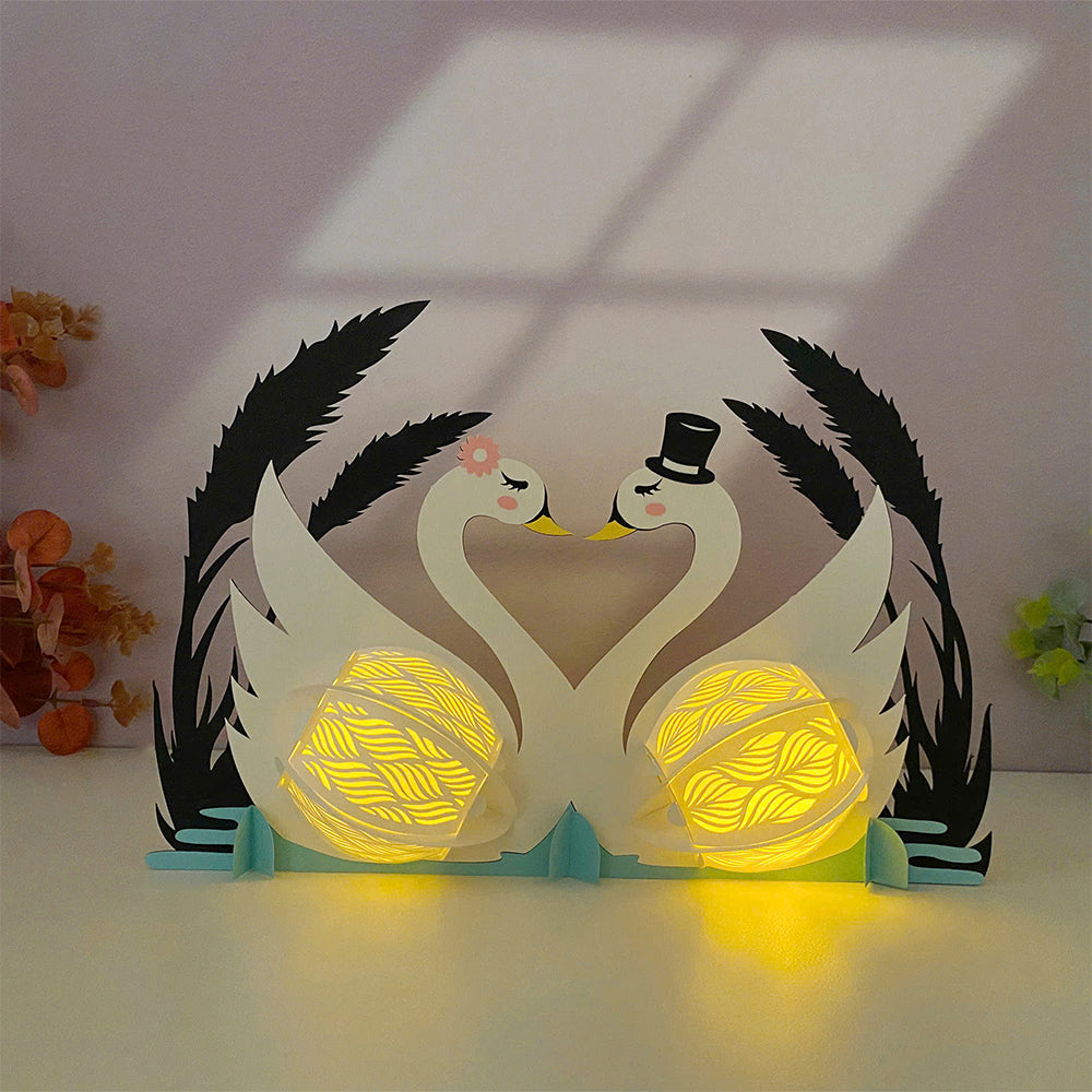 Swan Couple 2 - 3D Animal Paper Cut Lantern File  - Cricut File  - VEKTOR KRAFT