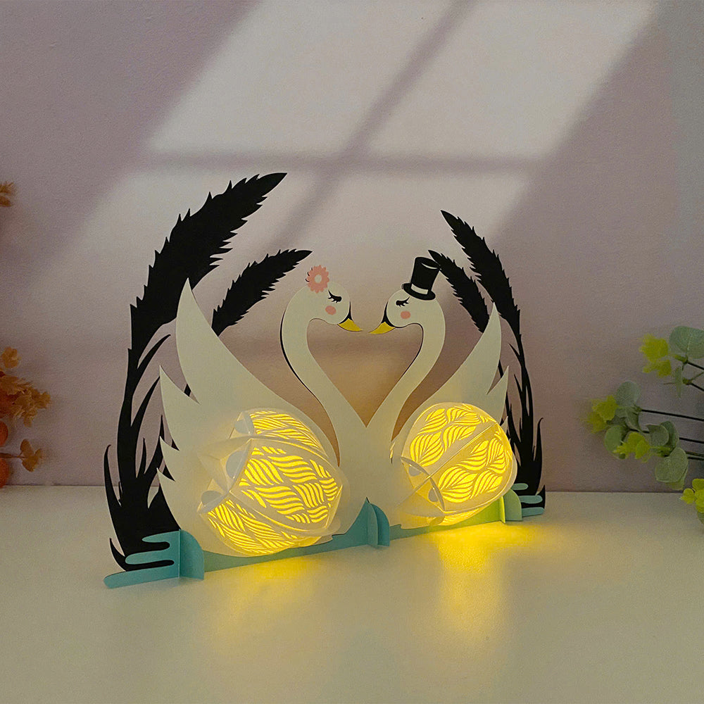 Swan Couple 2 - 3D Animal Paper Cut Lantern File  - Cricut File  - VEKTOR KRAFT