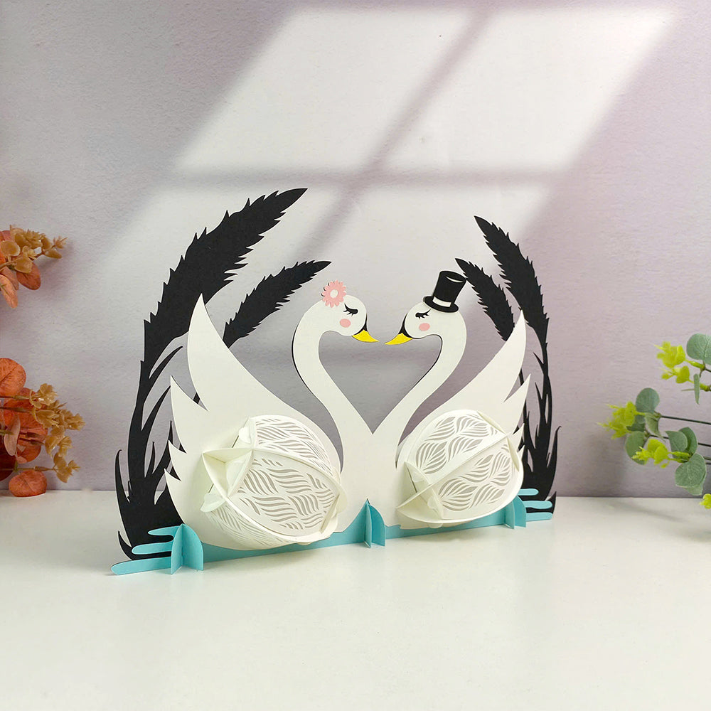 Swan Couple 2 - 3D Animal Paper Cut Lantern File  - Cricut File  - VEKTOR KRAFT