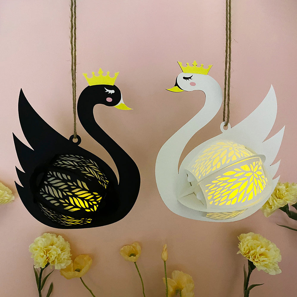 Swan Couple - 3D Animal Paper Cut Lantern File  - Cricut File  - VEKTOR KRAFT