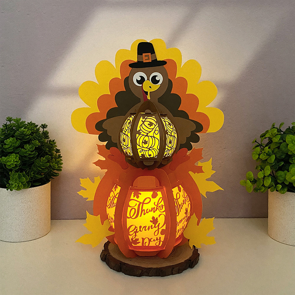 Turkey 3 - 3D Thanksgiving Paper Lantern File  - Cricut File  - VEKTOR KRAFT