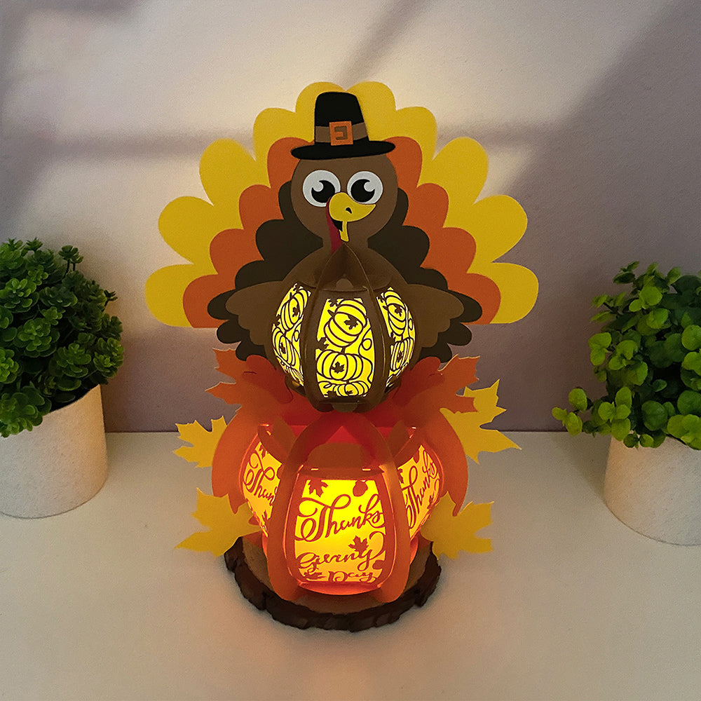 Turkey 3 - 3D Thanksgiving Paper Lantern File  - Cricut File  - VEKTOR KRAFT