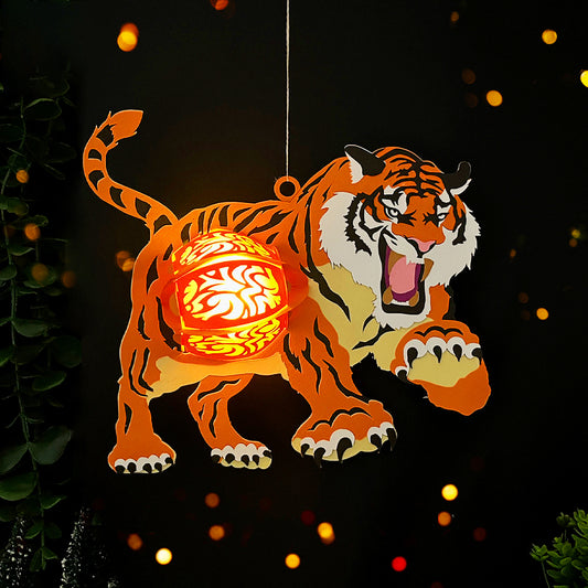 Tiger - 3D Animal Paper Cut Lantern File  - Cricut File  - VEKTOR KRAFT