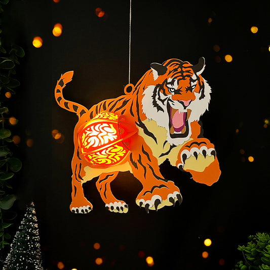Tiger - 3D Animal Paper Cut Lantern File  - Cricut File  - VEKTOR KRAFT