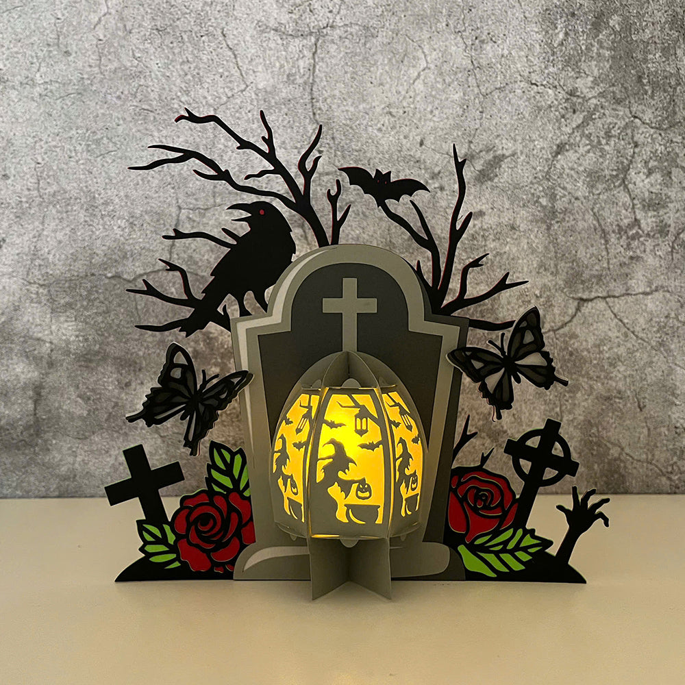 Tombstone 1 - 3D Halloween Paper Lantern File - Cricut File  - VEKTOR KRAFT