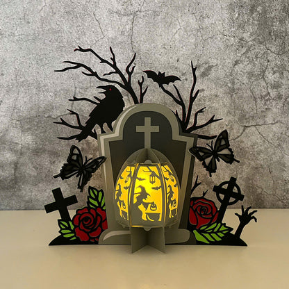 Tombstone 1 - 3D Halloween Paper Lantern File - Cricut File  - VEKTOR KRAFT